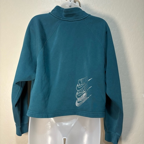 Nike Teal Just Do It Cropped Half Zip Sweatshirt - Picture 7 of 9